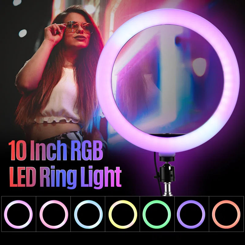 10" RGB Selfie Ring Light with 63" Tripod Stand