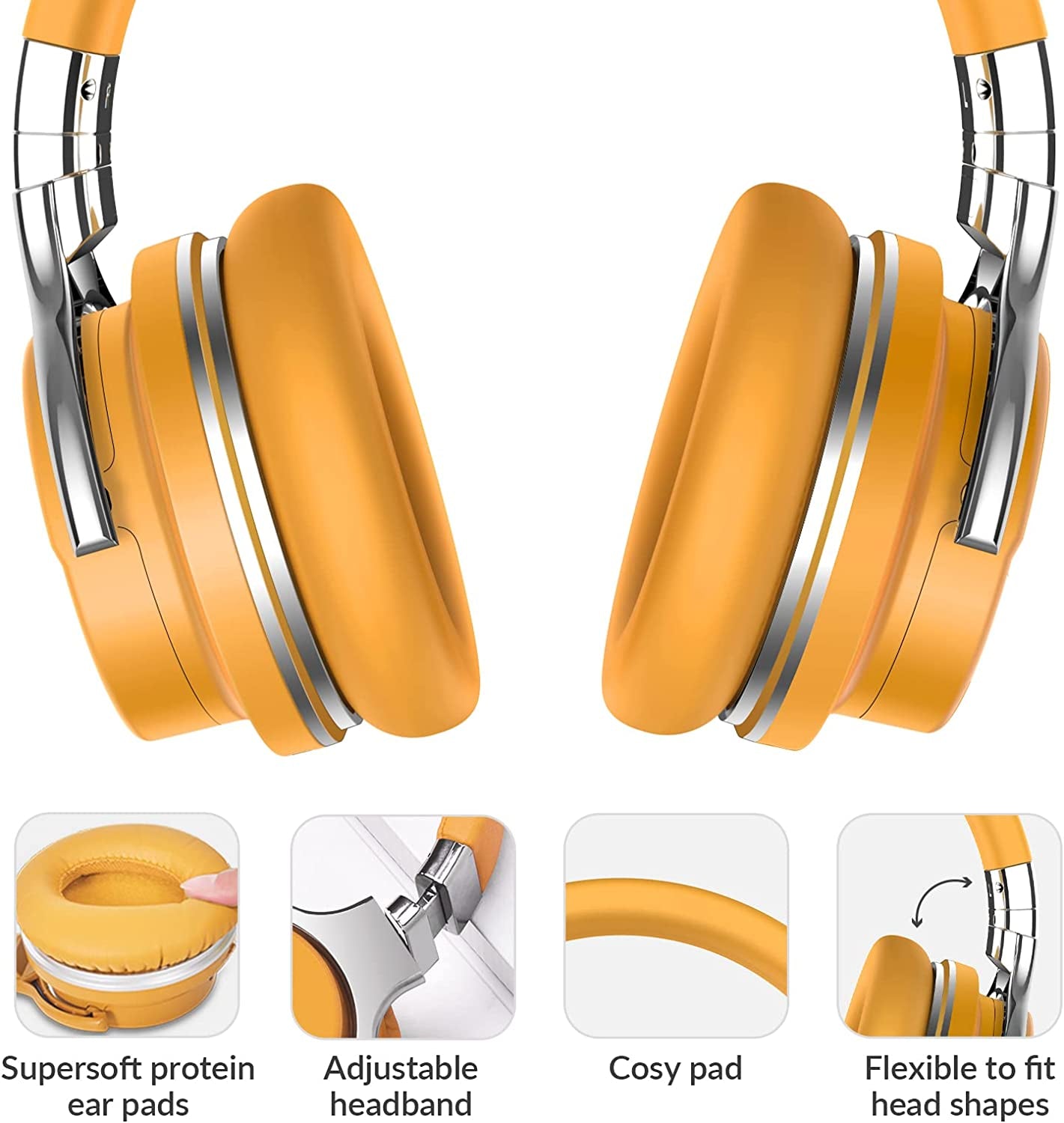 Wireless Yellow ANC Headphones