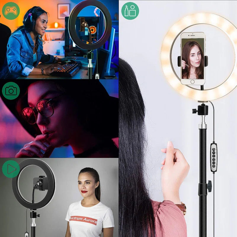 10" RGB Selfie Ring Light with 63" Tripod Stand