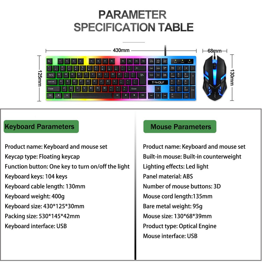 RGB Wired Gaming Keyboard and Mouse Combo