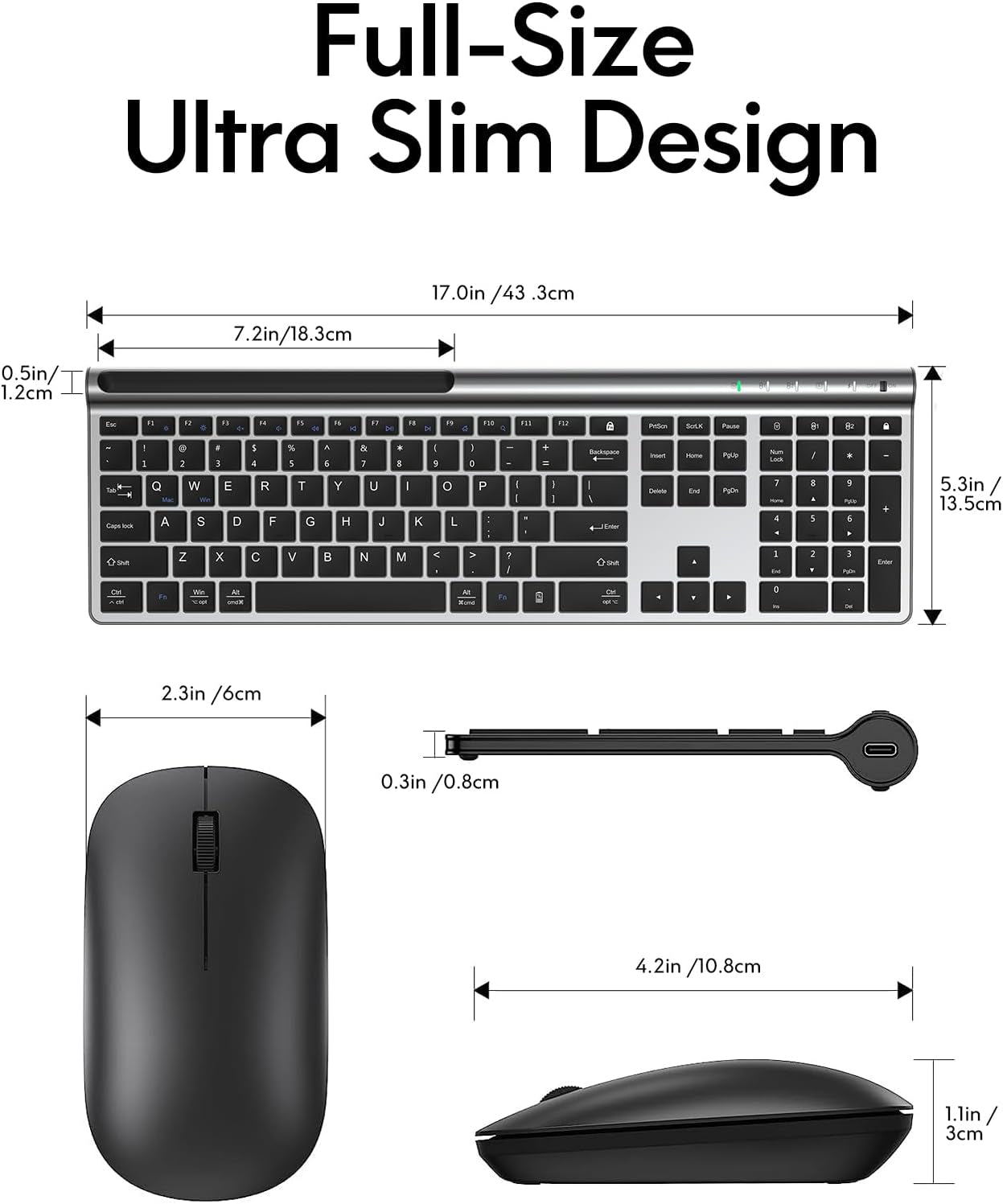  Bluetooth Rechargeable  Wireless Keyboard Mouse Combo 