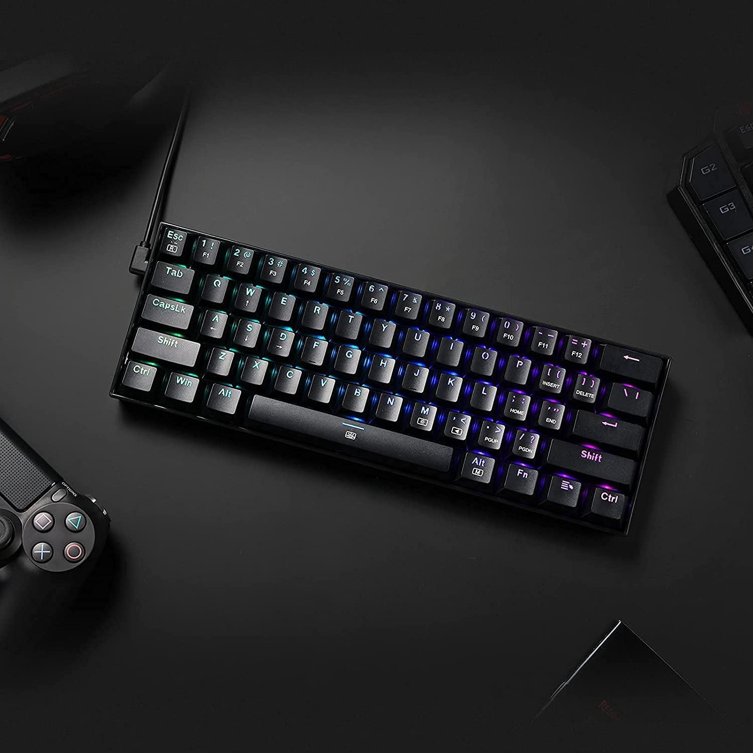 K630 Dragonborn 60% Wired RGB Gaming Keyboard with Tactile Brown Switch, 61 Keys Compact Mechanical Keyboard, Pro Driver Support - Black