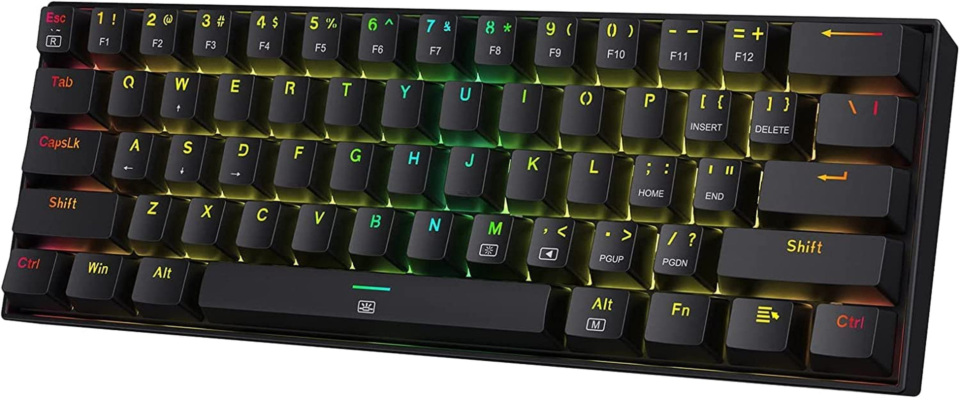 K630 Dragonborn 60% Wired RGB Gaming Keyboard with Tactile Brown Switch, 61 Keys Compact Mechanical Keyboard, Pro Driver Support - Black