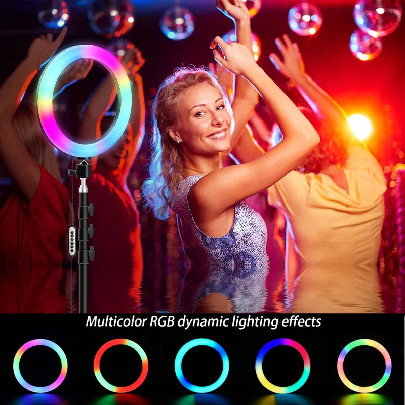 10" RGB Selfie Ring Light with 63" Tripod Stand