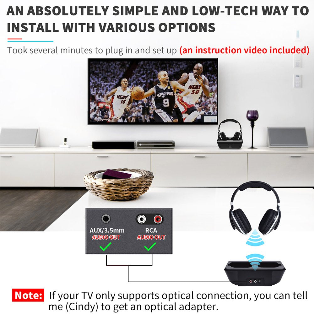 Wireless TV Headphones 2.4GHz