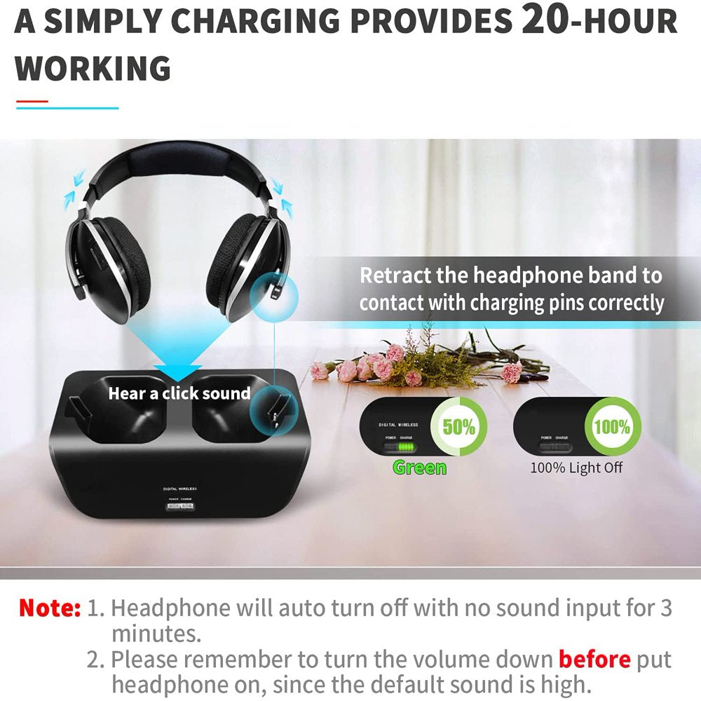 Wireless TV Headphones 2.4GHz