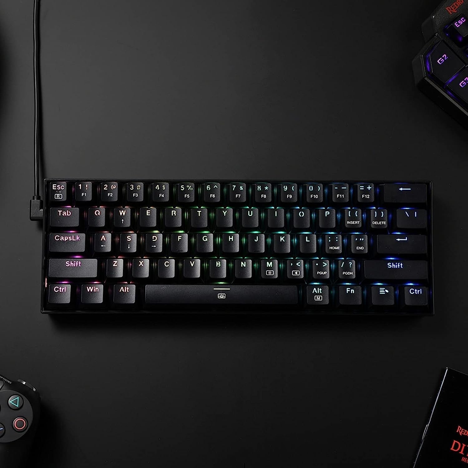 K630 Dragonborn 60% Wired RGB Gaming Keyboard with Tactile Brown Switch, 61 Keys Compact Mechanical Keyboard, Pro Driver Support - Black