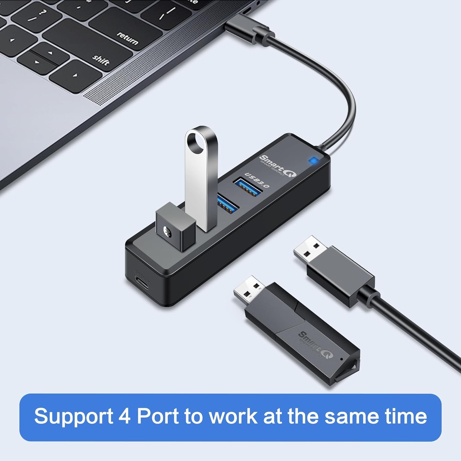 High-Speed USB C Hub with 4 Ports for Enhanced Connectivity