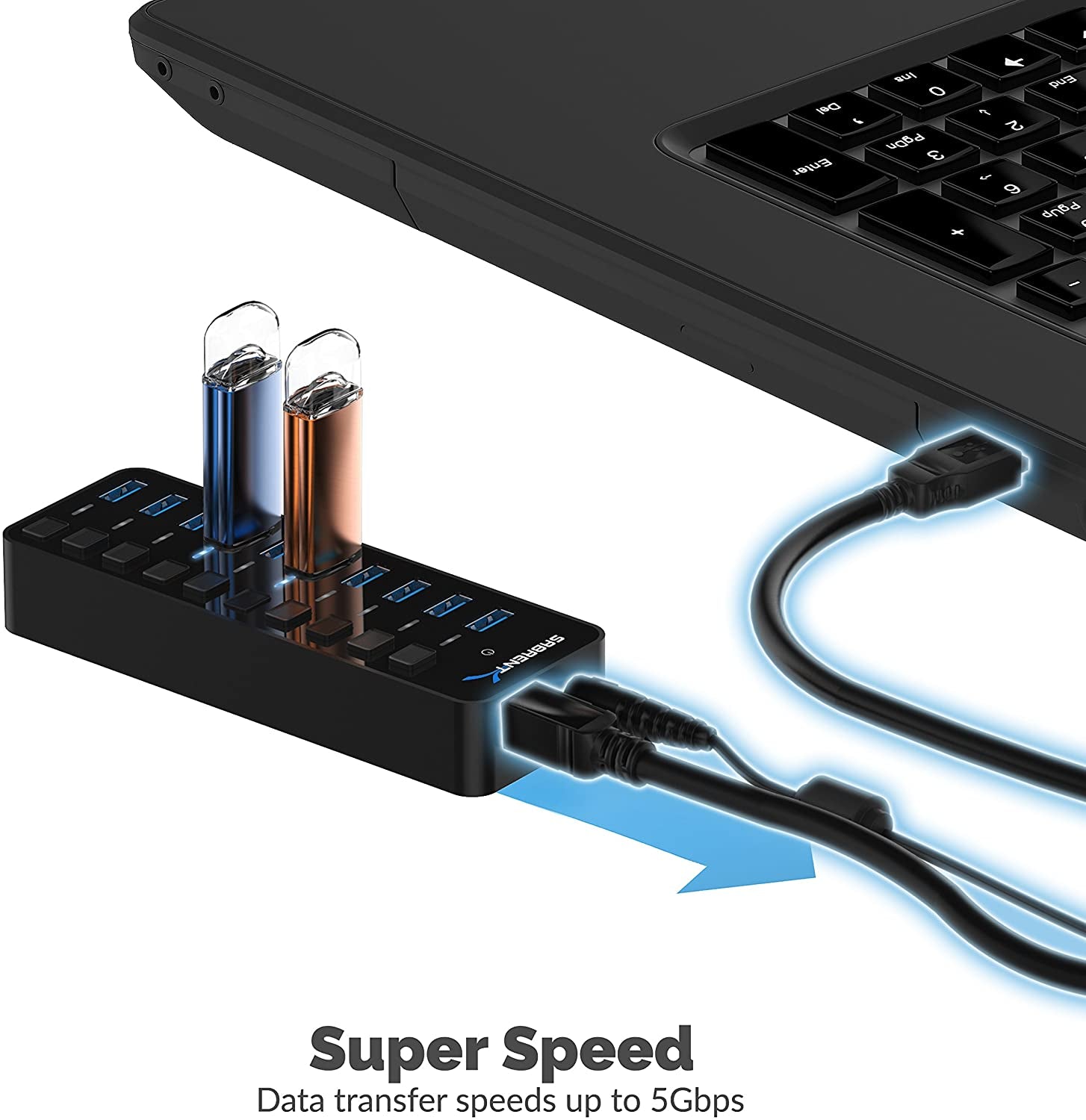 High-Speed USB C Hub with 10 Ports for Enhanced Connectivity