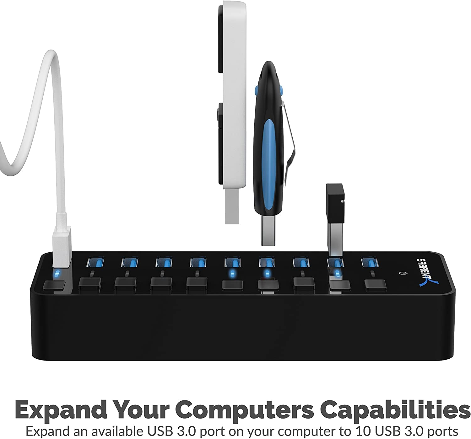 High-Speed USB C Hub with 10 Ports for Enhanced Connectivity