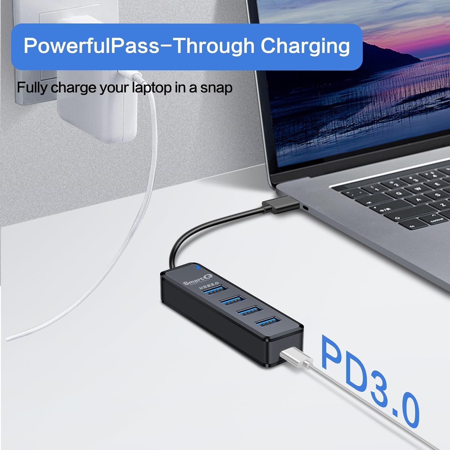 High-Speed USB C Hub with 4 Ports for Enhanced Connectivity